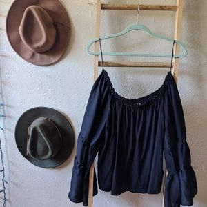 Anthropologie off-the-shoulder bell sleeved blouse